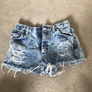 Wrangler Shorts - Blue acid wash high waisted shorts Wrangler Shorts - Blue acid wash high waisted shorts